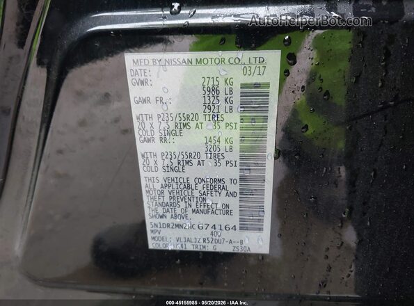 5N1DR2MN2HC674164 2017 NISSAN PATHFINDER Black Widok komory silnika