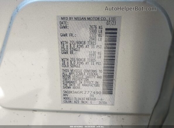 5N1DR3AA5PC277490 2023 NISSAN PATHFINDER Silver Engine compartment view
