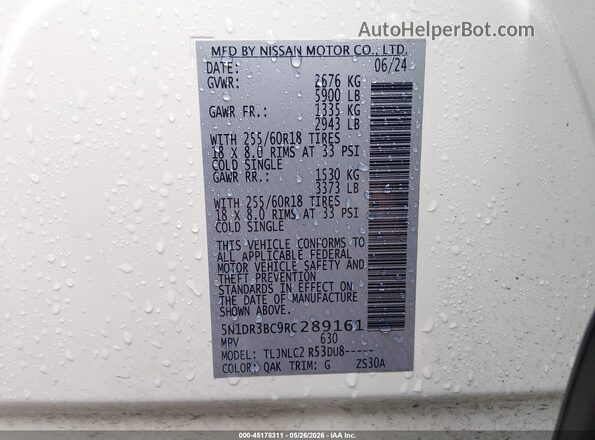 5N1DR3BC9RC289161 2024 NISSAN PATHFINDER White Vista del compartimento del motor