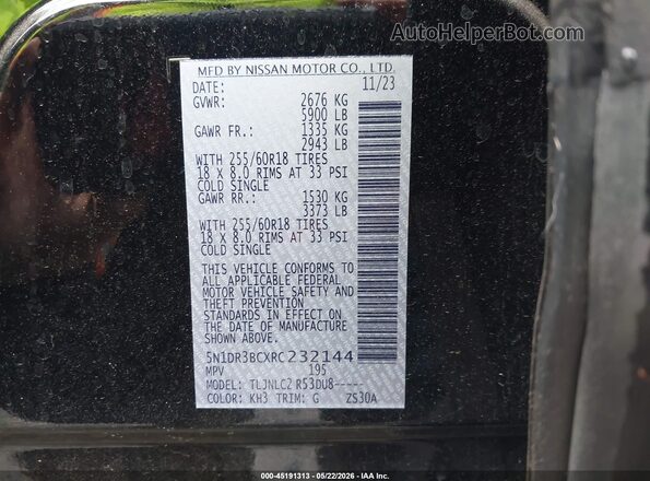 5N1DR3BCXRC232144 2024 NISSAN PATHFINDER Black 