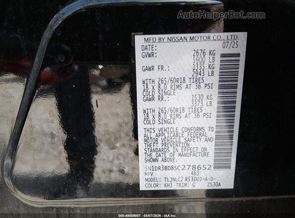 5N1DR3BD8SC278652 2025 NISSAN PATHFINDER Black Widok komory silnika