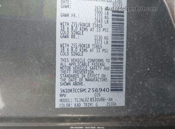 5N1DR3CC6PC256940 2023 NISSAN PATHFINDER Серый Вид подкапотного пространства