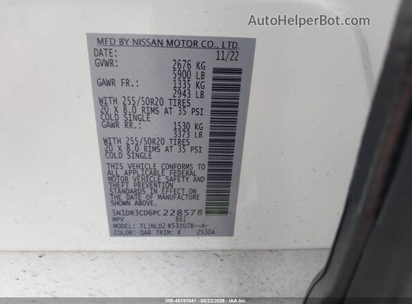 5N1DR3CD6PC228578 2023 NISSAN PATHFINDER Белый Вид подкапотного пространства