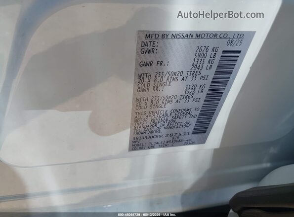 5N1DR3DG9SC287531 2025 NISSAN PATHFINDER White Շարժիչի բաժամունքի տեսք