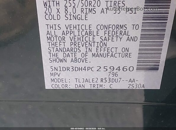 5N1DR3DH4PC259460 2023 NISSAN PATHFINDER Зеленый Вид подкапотного пространства