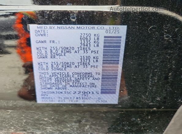 5N1DR3DK3SC229015 2025 NISSAN PATHFINDER Black 