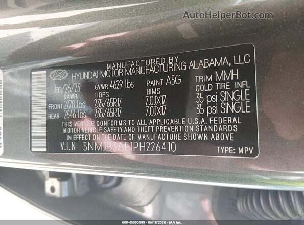 5NMJB3AE1PH226410 2023 HYUNDAI TUCSON Gray Engine compartment view