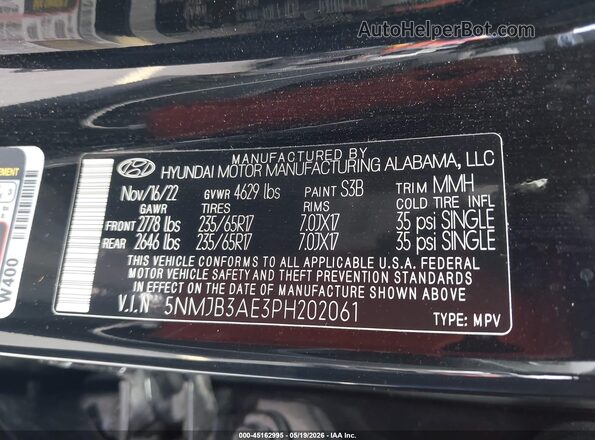5NMJB3AE3PH202061 2023 HYUNDAI TUCSON Черный Вид подкапотного пространства