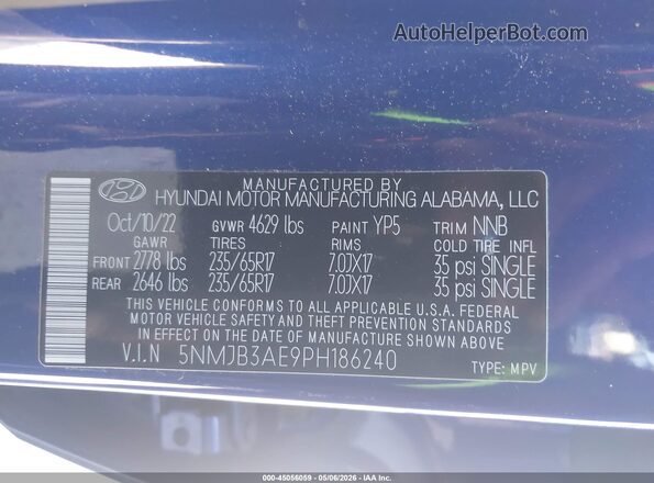 5NMJB3AE9PH186240 2023 HYUNDAI TUCSON Blue 
