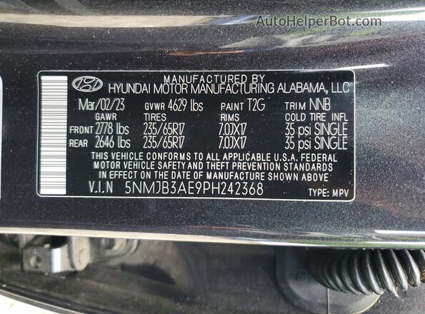 5NMJB3AE9PH242368 2023 HYUNDAI TUCSON Черный 