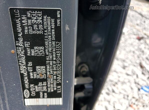 5NMJB3DE9SH483352 2025 HYUNDAI TUCSON Серый 