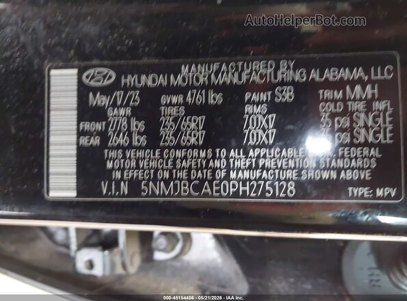 5NMJBCAE0PH275128 2023 HYUNDAI TUCSON Black Vista del compartimento del motor