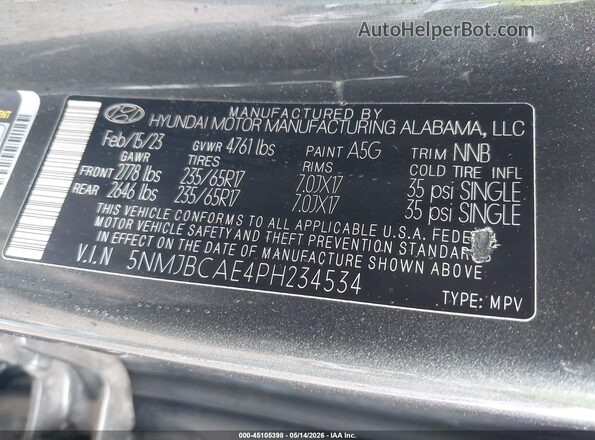 5NMJBCAE4PH234534 2023 HYUNDAI TUCSON Gray Engine compartment view