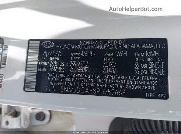 5NMJBCAE8PH259663 2023 HYUNDAI TUCSON White Engine compartment view