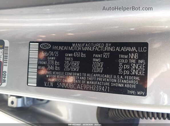 5NMJBCAE9PH239471 2023 HYUNDAI TUCSON Silver Widok komory silnika