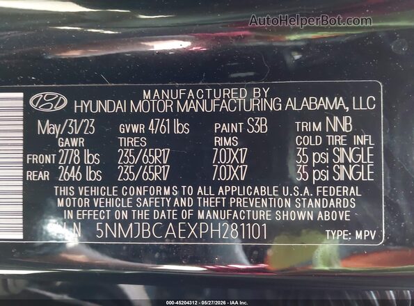 5NMJBCAEXPH281101 2023 HYUNDAI TUCSON Black 