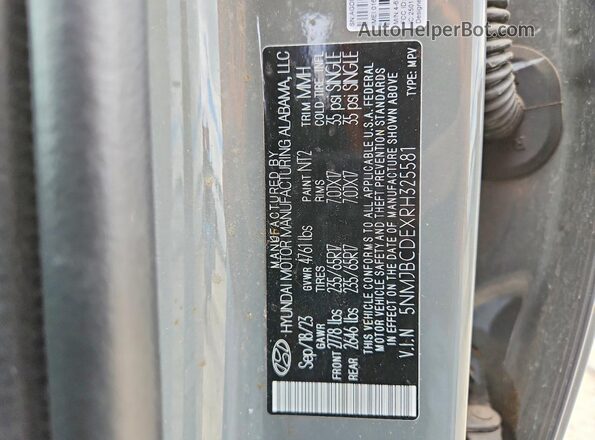 5NMJBCDEXRH325581 2024 HYUNDAI TUCSON Угольный Вид подкапотного пространства