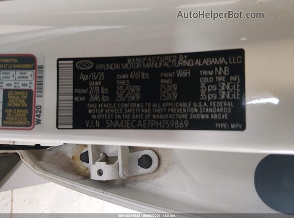 5NMJECAE7PH259869 2023 HYUNDAI TUCSON White Vista del compartimento del motor