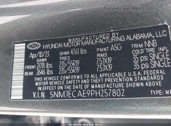5NMJECAE9PH257802 2023 HYUNDAI TUCSON Gray Engine compartment view