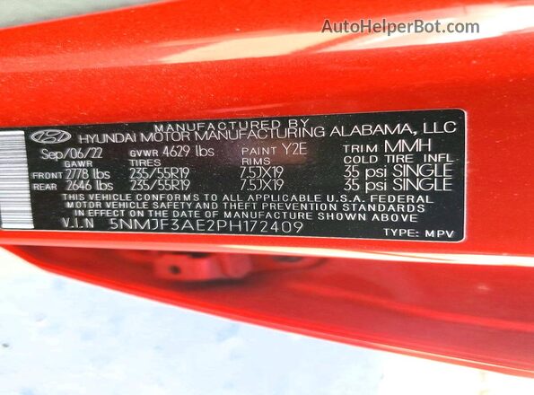5NMJF3AE2PH172409 2023 HYUNDAI TUCSON Red ძრავის განყოფილების ხედი