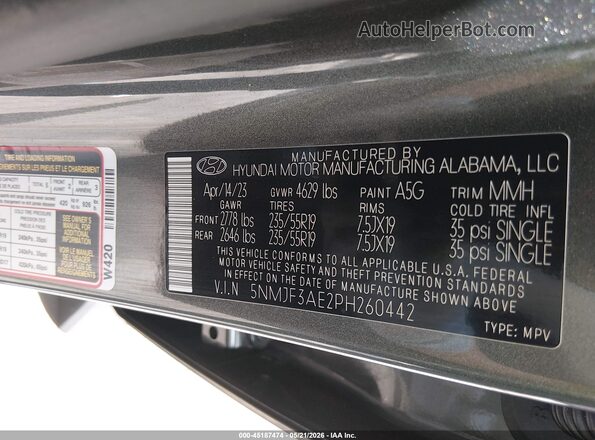 5NMJF3AE2PH260442 2023 HYUNDAI TUCSON Gray 