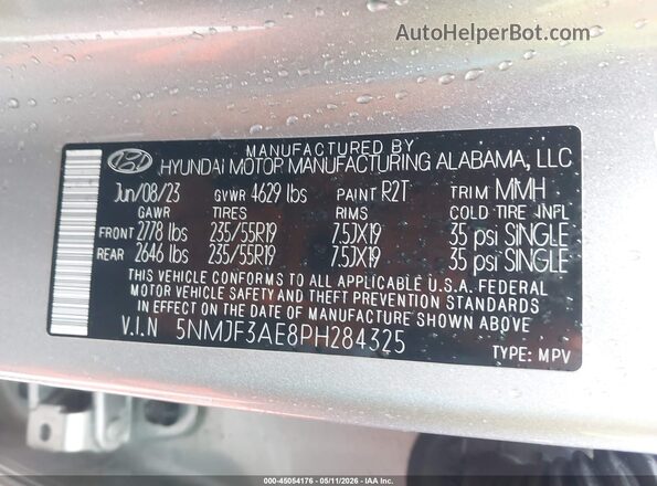 5NMJF3AE8PH284325 2023 HYUNDAI TUCSON Silver Вид підкапотного простору