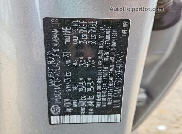 5NMJF3DEXRH409372 2024 HYUNDAI TUCSON Silver 
