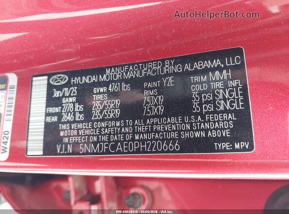 5NMJFCAE0PH220666 2023 HYUNDAI TUCSON Red 