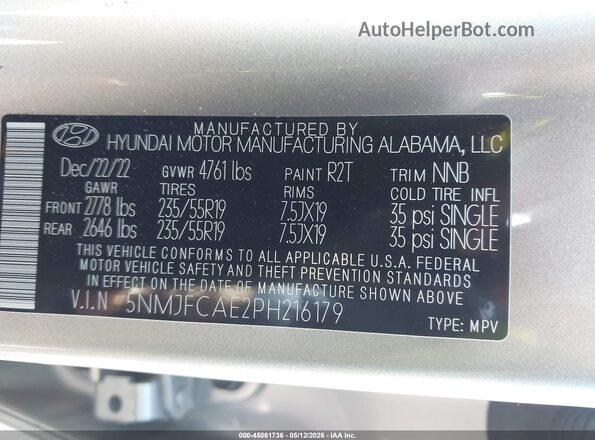 5NMJFCAE2PH216179 2023 HYUNDAI TUCSON Silver Vista del compartimento del motor