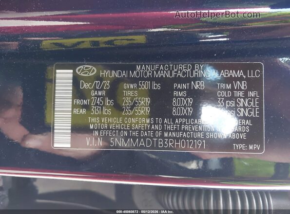 5NMMADTB3RH012191 2024 GENESIS GV70 Dark Blue Engine compartment view