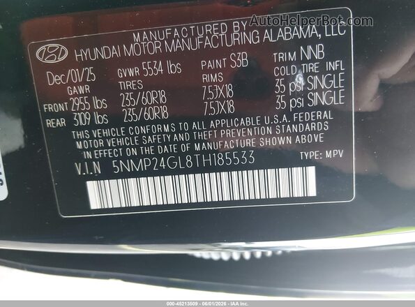 5NMP24GL8TH185533 2026 HYUNDAI SANTA FE Black Շարժիչի բաժամունքի տեսք