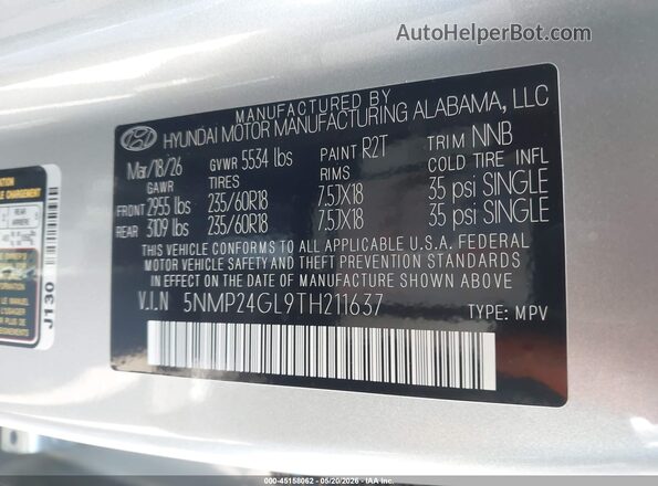5NMP24GL9TH211637 2026 HYUNDAI SANTA FE Red Շարժիչի բաժամունքի տեսք