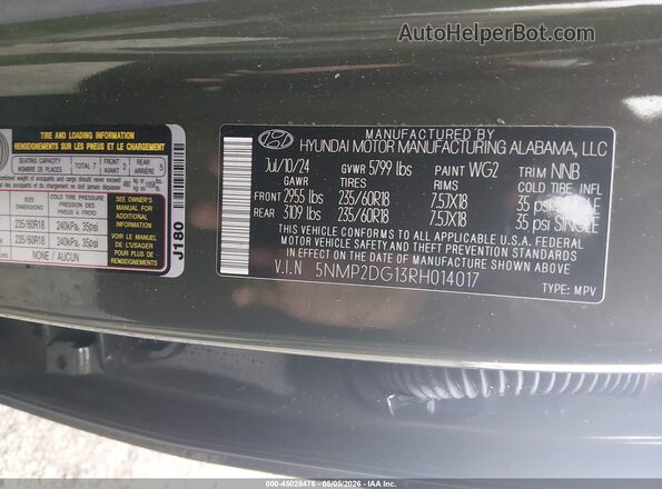 5NMP2DG13RH014017 2024 HYUNDAI SANTA FE HYBRID Green Вид підкапотного простору