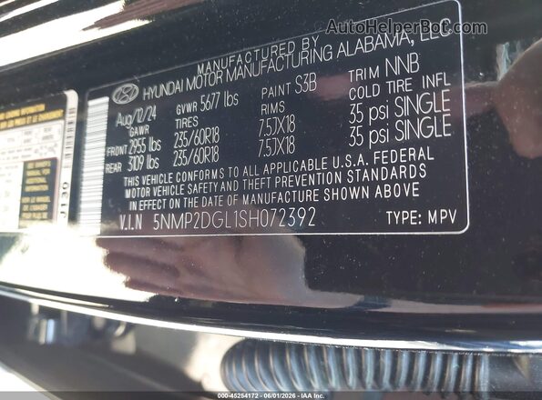 5NMP2DGL1SH072392 2025 HYUNDAI SANTA FE Black Vista del compartimento del motor