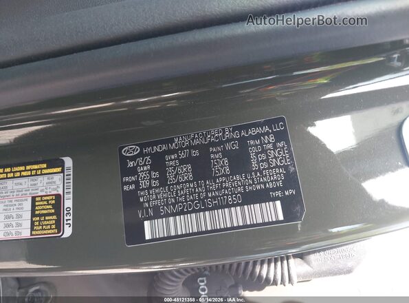 5NMP2DGL1SH117850 2025 HYUNDAI SANTA FE Green Շարժիչի բաժամունքի տեսք