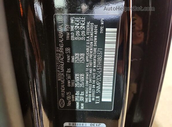 5NMP2DGL5TH180371 2026 HYUNDAI SANTA Black Vista de la etiqueta del VIN