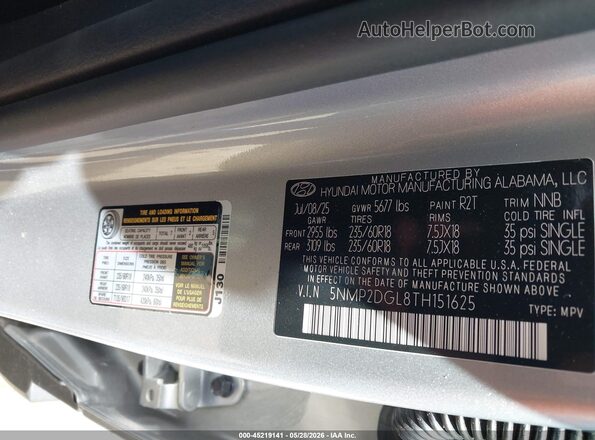5NMP2DGL8TH151625 2026 HYUNDAI SANTA FE Silver Вид підкапотного простору