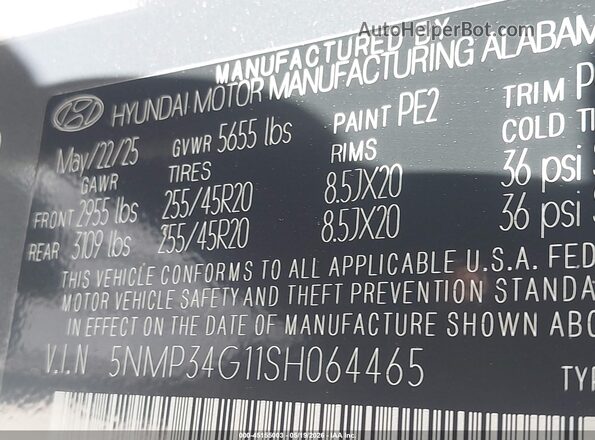 5NMP34G11SH064465 2025 HYUNDAI SANTA FE HYBRID Gray Engine compartment view