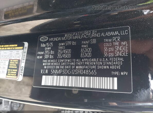 5NMP3DG12SH048565 2025 HYUNDAI SANTA FE HYBRID Black Շարժիչի բաժամունքի տեսք
