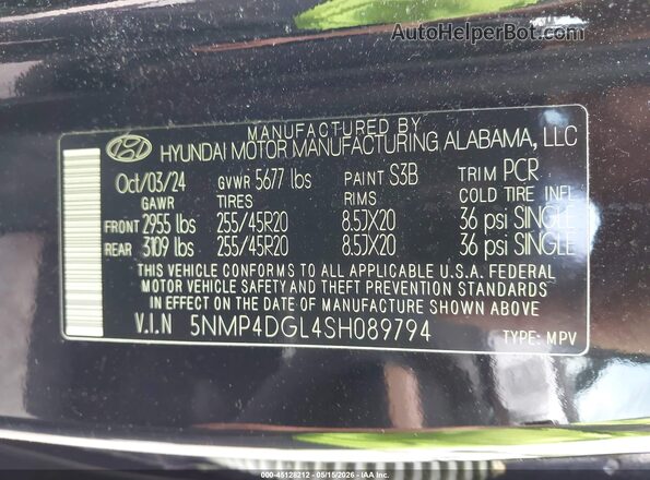 5NMP4DGL4SH089794 2025 HYUNDAI SANTA FE Black 