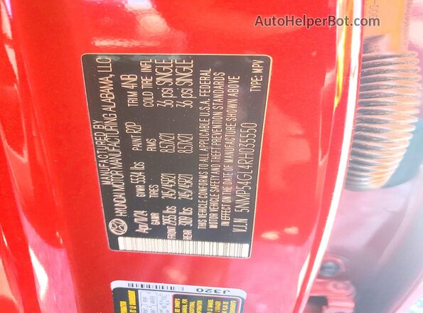 5NMP54GL4RH035550 2024 HYUNDAI SANTA Red 