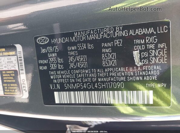 5NMP54GL4SH117090 2025 HYUNDAI SANTA FE Gray Engine compartment view