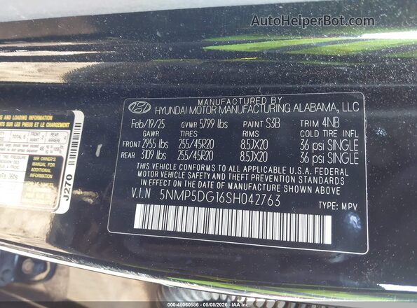 5NMP5DG16SH042763 2025 HYUNDAI SANTA FE HYBRID Black ძრავის განყოფილების ხედი
