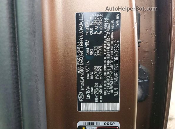 5NMP5DGL0RH058212 2024 HYUNDAI SANTA FE CALLIGRAPHY Brown 