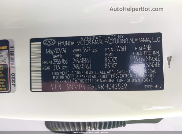 5NMP5DGL4RH042529 2024 HYUNDAI SANTA FE White Engine compartment view
