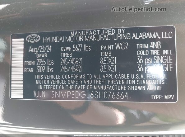 5NMP5DGL6SH076364 2025 HYUNDAI SANTA FE Green Widok komory silnika
