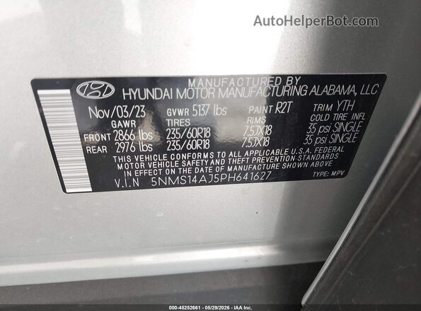 5NMS14AJ5PH641627 2023 HYUNDAI SANTA FE Silver Engine compartment view