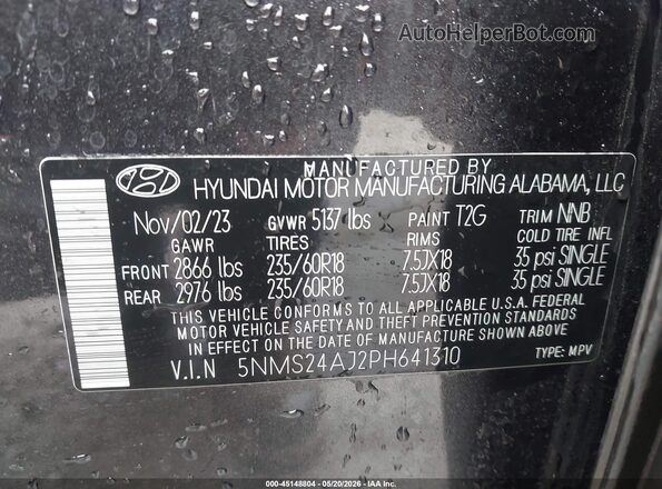 5NMS24AJ2PH641310 2023 HYUNDAI SANTA FE Gray 