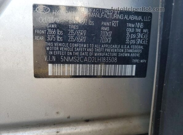 5NMS2CAD2LH183508 2020 HYUNDAI SANTA Silver Շարժիչի բաժամունքի տեսք