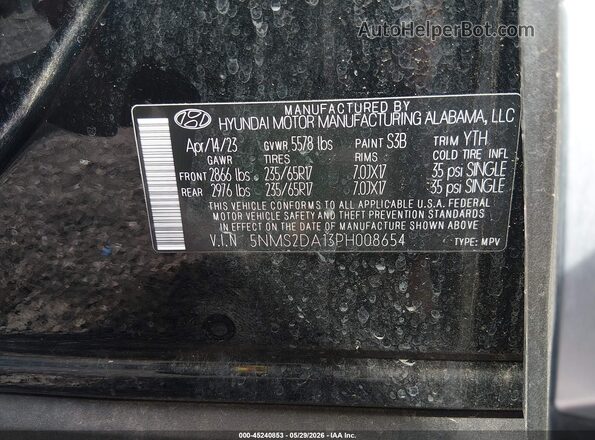 5NMS2DA13PH008654 2023 HYUNDAI SANTA FE HYBRID Black Շարժիչի բաժամունքի տեսք